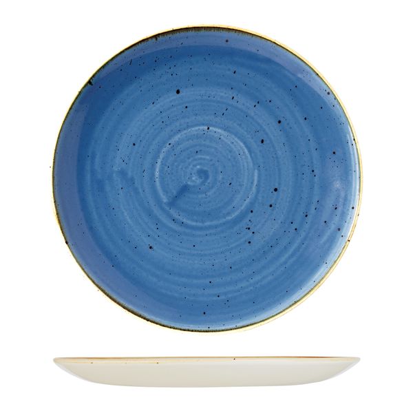 Round Plate - 324mm, Cornflower Blue, Stonecast from Churchill. Vitrified, made out of Porcelain and sold in boxes of 3. Hospitality quality at wholesale price with The Flying Fork!