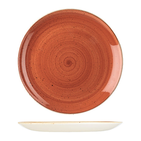Round Coupe Plate - 324mm, Spiced Orange, Stonecast from Churchill. Vitrified, made out of Porcelain and sold in boxes of 6. Hospitality quality at wholesale price with The Flying Fork!