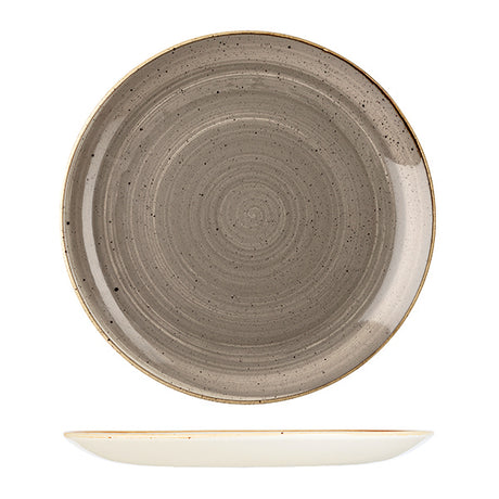 Round Coupe Plate - 324mm, Peppercorn Grey from Churchill. Vitrified, made out of Porcelain and sold in boxes of 6. Hospitality quality at wholesale price with The Flying Fork!