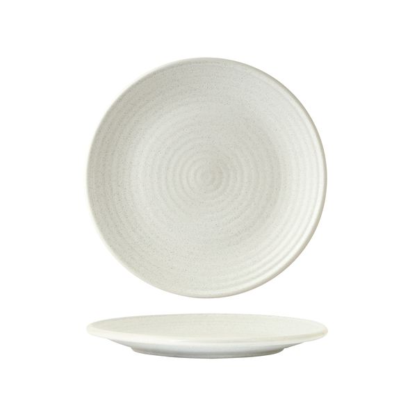 Round Coupe Plate - Ribbed, 210mm, Zuma Frost from Zuma. Matt Finish, made out of Ceramic and sold in boxes of 6. Hospitality quality at wholesale price with The Flying Fork!