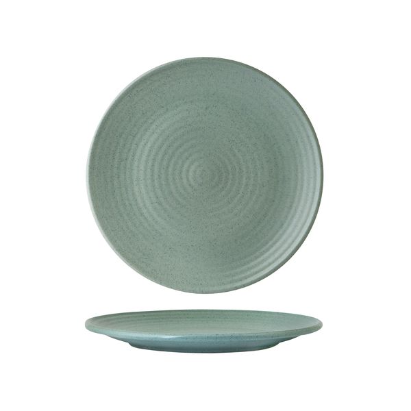 Round Coupe Plate - Ribbed, 210mm, Zuma Mint from Zuma. Matt Finish, made out of Ceramic and sold in boxes of 6. Hospitality quality at wholesale price with The Flying Fork!
