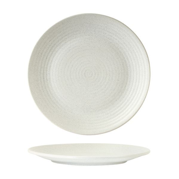 Round Coupe Plate - Ribbed, 265mm, Zuma Frost from Zuma. Matt Finish, made out of Ceramic and sold in boxes of 6. Hospitality quality at wholesale price with The Flying Fork!
