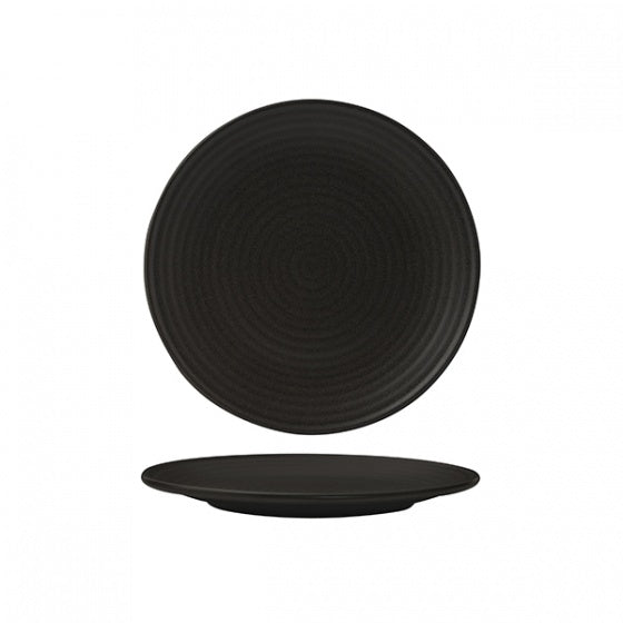Round Coupe Plate - Ribbed, 210mm, Zuma Charcoal from Zuma. Matt Finish, made out of Ceramic and sold in boxes of 6. Hospitality quality at wholesale price with The Flying Fork!