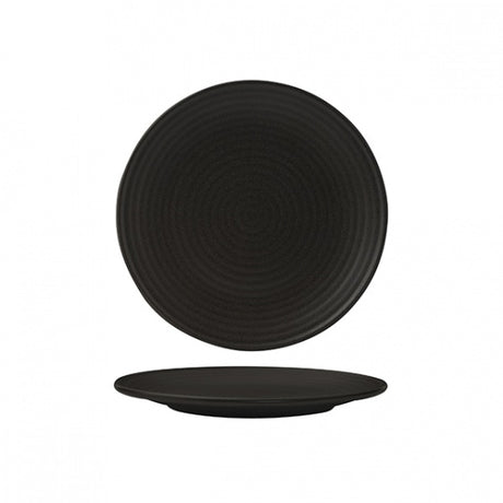Round Coupe Plate - Ribbed, 210mm, Zuma Charcoal from Zuma. Matt Finish, made out of Ceramic and sold in boxes of 6. Hospitality quality at wholesale price with The Flying Fork!