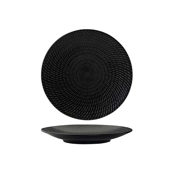 Round Plate - Coupe, 155mm, Black Swirl from Luzerne. made out of Ceramic and sold in boxes of 6. Hospitality quality at wholesale price with The Flying Fork!