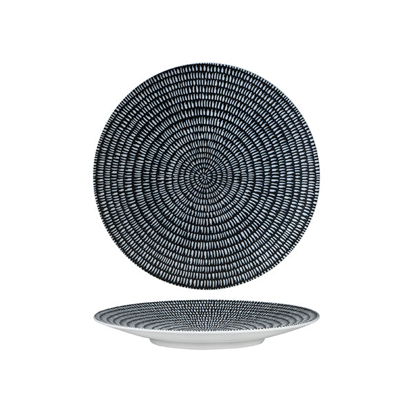 Round Plate - Coupe, 205mm, Storm from Luzerne. Textured, made out of Ceramic and sold in boxes of 24. Hospitality quality at wholesale price with The Flying Fork!