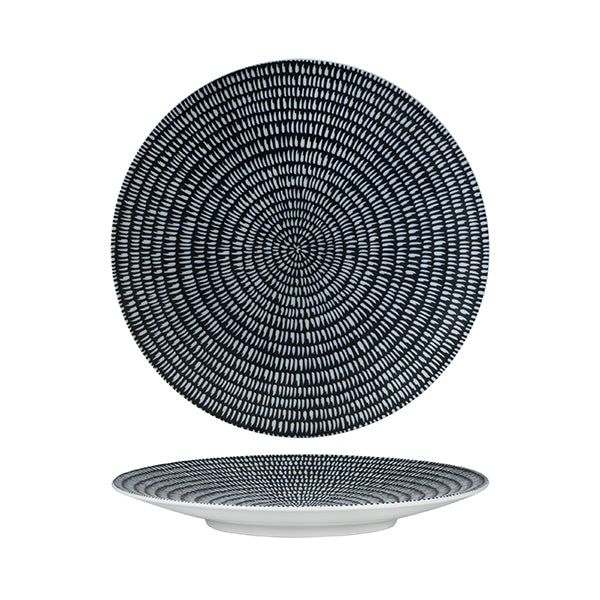 Round Plate - Coupe, 235mm, Storm from Luzerne. Textured, made out of Ceramic and sold in boxes of 12. Hospitality quality at wholesale price with The Flying Fork!