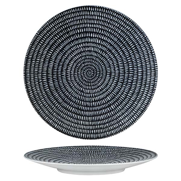 Round Plate - Coupe, 310mm, Storm from Luzerne. Textured, made out of Ceramic and sold in boxes of 12. Hospitality quality at wholesale price with The Flying Fork!