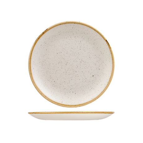 Round Plate - 217mm, Barley White, Stonecast from Churchill. Vitrified, made out of Porcelain and sold in boxes of 6. Hospitality quality at wholesale price with The Flying Fork! 