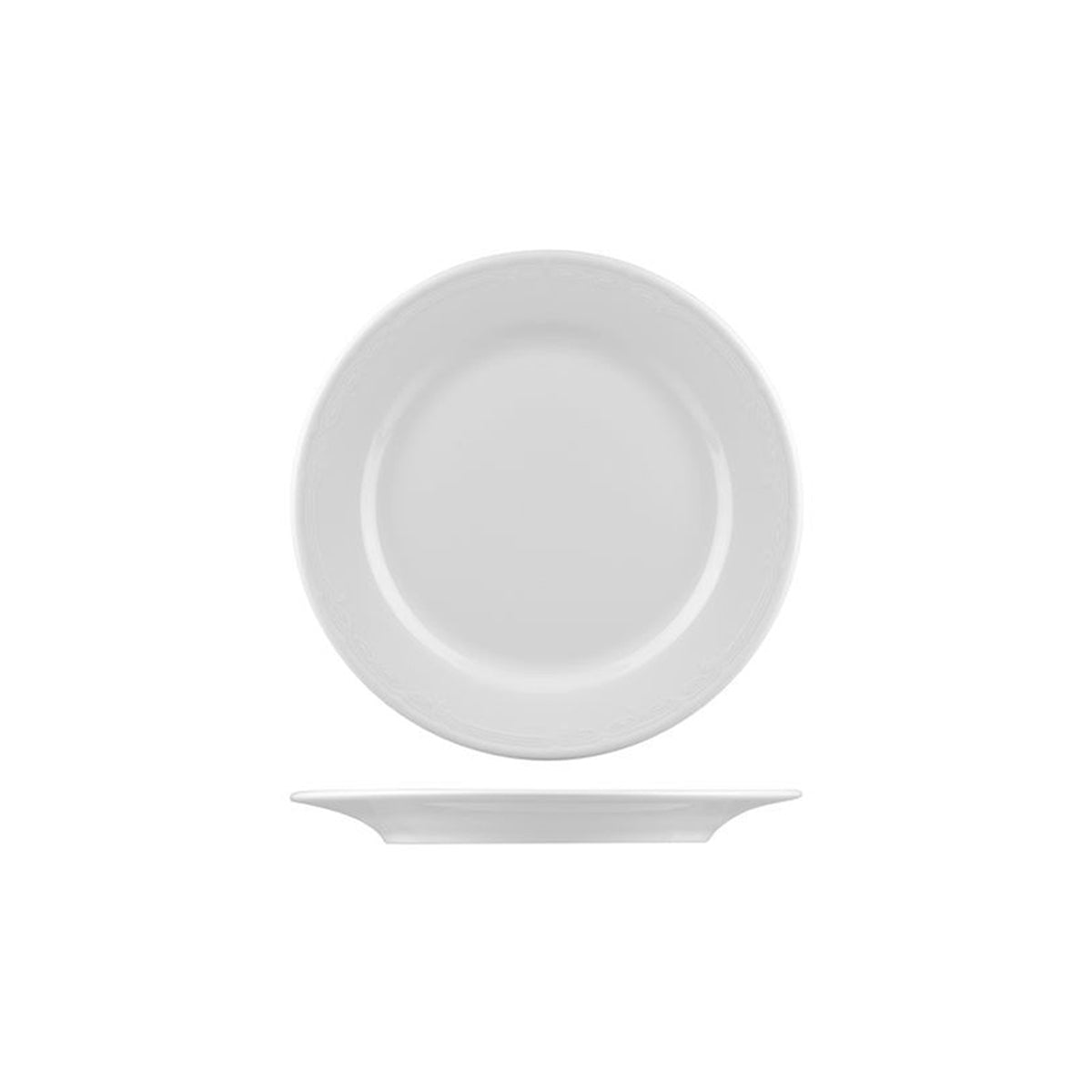 White round plate on white background