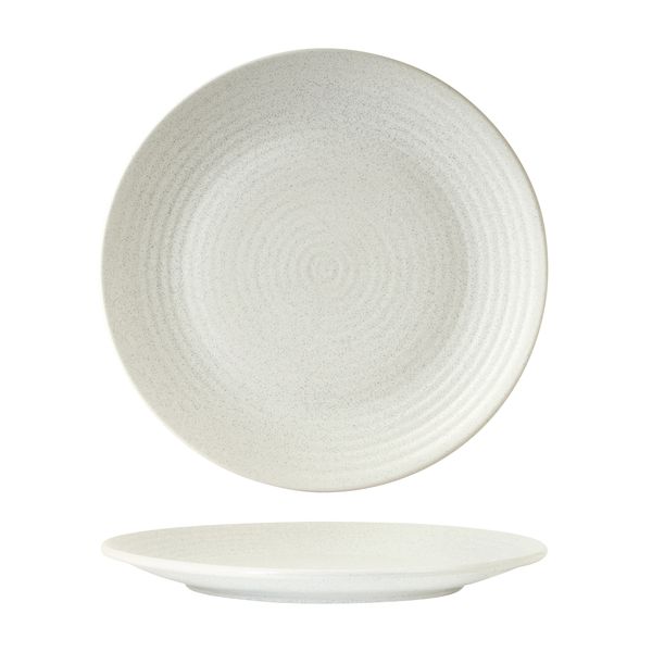 Round Plate - Ribbed, 310mm, Zuma Frost from Zuma. Matt Finish, made out of Ceramic and sold in boxes of 3. Hospitality quality at wholesale price with The Flying Fork!