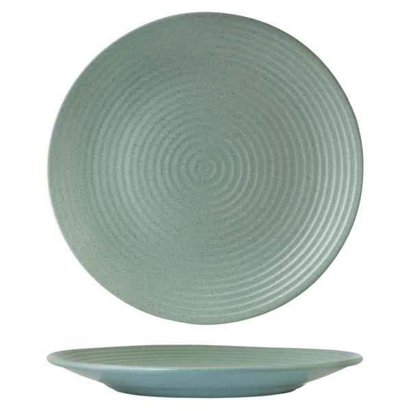 Round Plate - Ribbed, 310mm, Zuma Mint from Zuma. Matt Finish, made out of Ceramic and sold in boxes of 3. Hospitality quality at wholesale price with The Flying Fork!