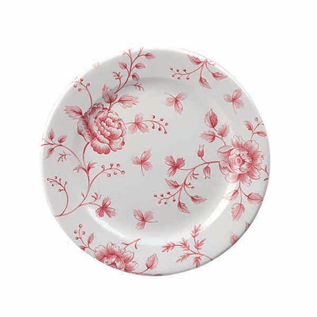 Round Plate - Rose Chintz, Cranberry, 170mm from Churchill. Patterned, made out of Porcelain and sold in boxes of 6. Hospitality quality at wholesale price with The Flying Fork!