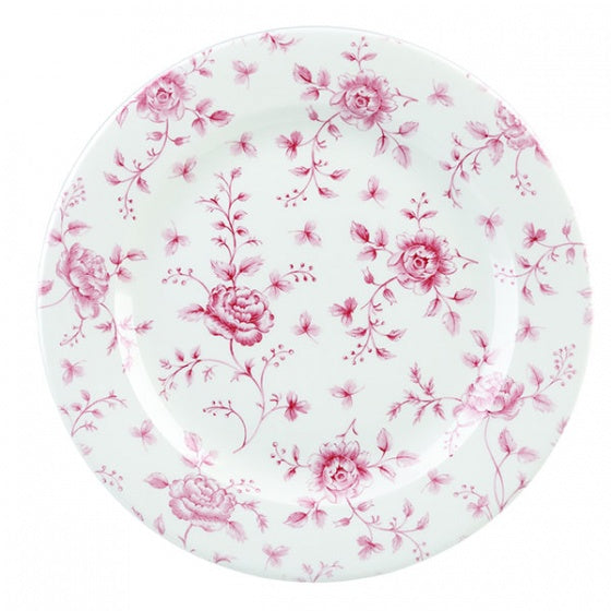 Round Plate - Rose Chintz, Cranberry, 305mm from Churchill. Patterned, made out of Porcelain and sold in boxes of 6. Hospitality quality at wholesale price with The Flying Fork!