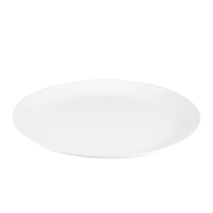 Round Platter - Coupe, White, 400mm from Ryner Melamine. Sold in boxes of 3. Hospitality quality at wholesale price with The Flying Fork!