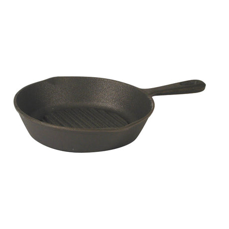 Round Skillet - Cast Iron, Ribbed, 200mm from TheFlyingFork. Sold in boxes of 1. Hospitality quality at wholesale price with The Flying Fork!