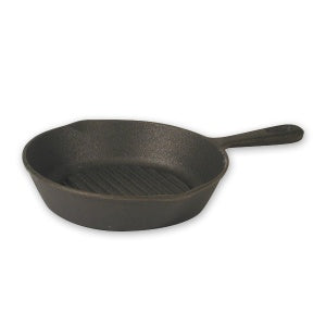 Round Skillet - Cast Iron, Ribbed, 250mm from TheFlyingFork. Sold in boxes of 1. Hospitality quality at wholesale price with The Flying Fork!