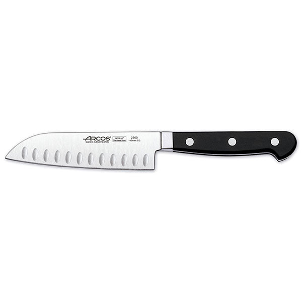 Santoku Knife - 140mm, Granton Edge from Arcos. Sold in boxes of 1. Hospitality quality at wholesale price with The Flying Fork!