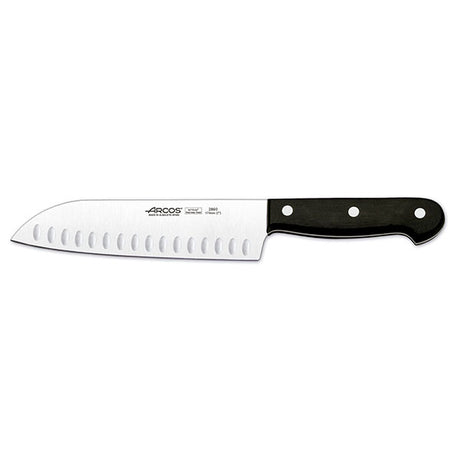 Santoku Knife - 170mm, Granton Edge from Arcos. Sold in boxes of 1. Hospitality quality at wholesale price with The Flying Fork!