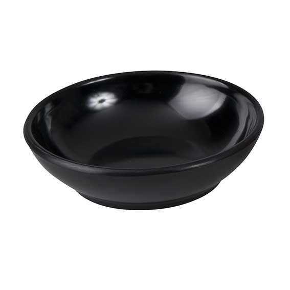 Sauce Dish - Black, 60mm from Ryner Melamine. Sold in boxes of 24. Hospitality quality at wholesale price with The Flying Fork!