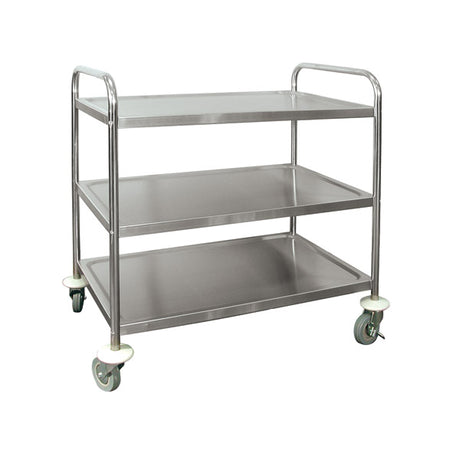 Serving Trolley - S-S, 3 Shelf, 860 x 535 x 930mm from TheFlyingFork. Sold in boxes of 1. Hospitality quality at wholesale price with The Flying Fork!