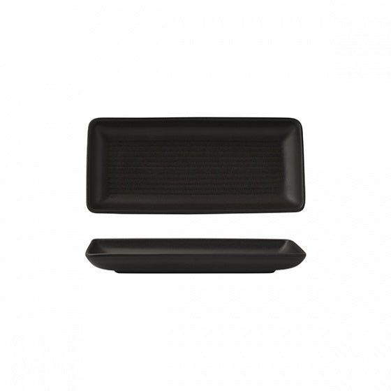 Share Platter - 220x100mm, Zuma Charcoal from Zuma. Ribbed, made out of Ceramic and sold in boxes of 6. Hospitality quality at wholesale price with The Flying Fork!