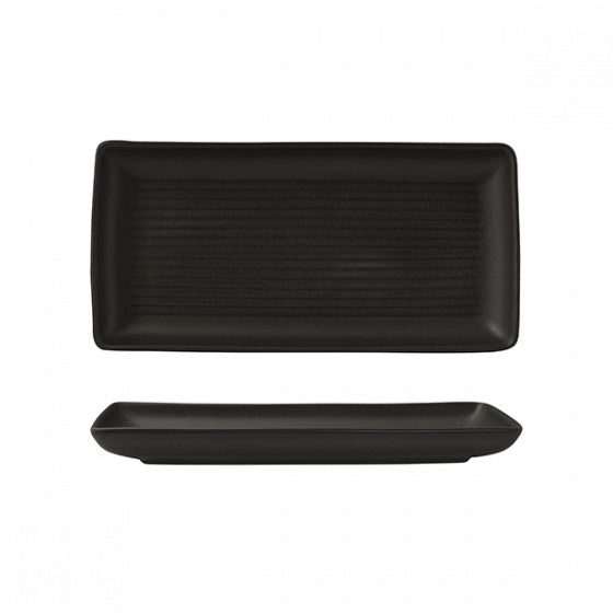 Share Platter - 250x125mm, Zuma Charcoal from Zuma. Ribbed, made out of Ceramic and sold in boxes of 6. Hospitality quality at wholesale price with The Flying Fork!