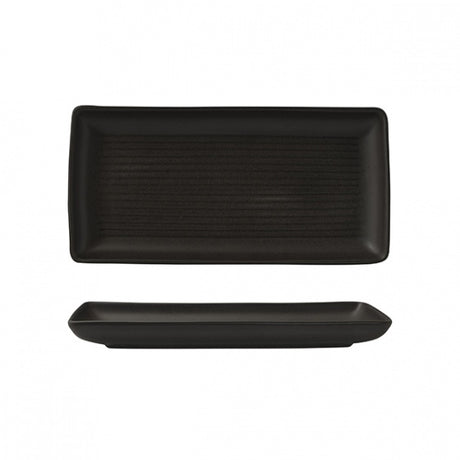 Share Platter - 250x125mm, Zuma Charcoal from Zuma. Ribbed, made out of Ceramic and sold in boxes of 6. Hospitality quality at wholesale price with The Flying Fork!
