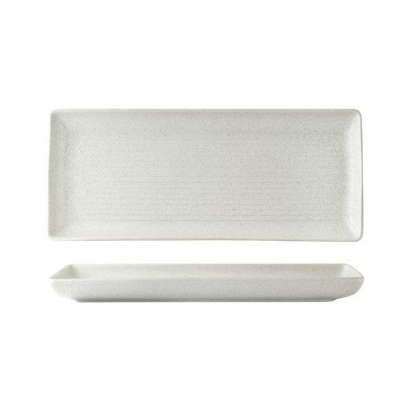 Share Platter - 335 x 140mm, Zuma Frost from Zuma. Ribbed, made out of Ceramic and sold in boxes of 6. Hospitality quality at wholesale price with The Flying Fork!