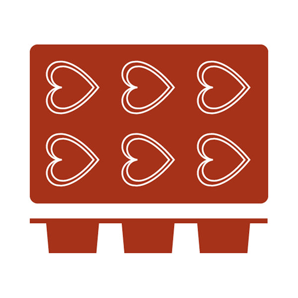 Silicon Mould Corazon, 6 Cup from Frenti. Non-Stick and sold in boxes of 1. Hospitality quality at wholesale price with The Flying Fork!