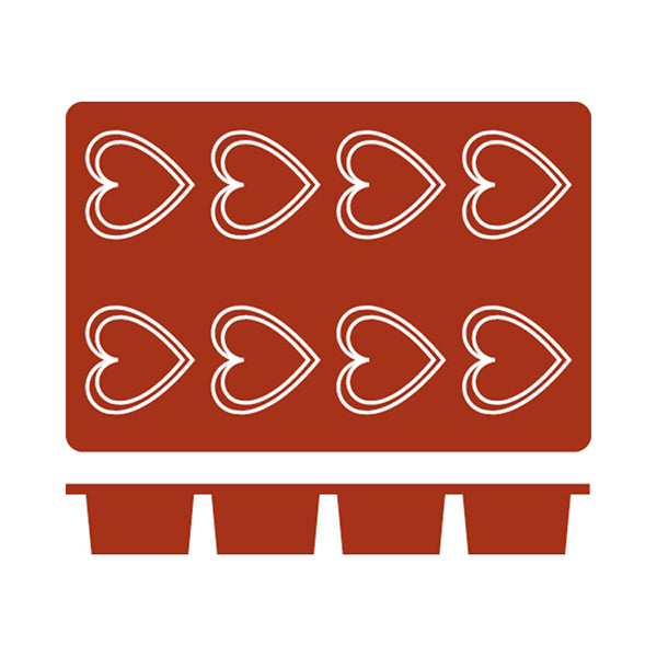 Silicon Mould Corazon, 8 Cup from Frenti. Non-Stick and sold in boxes of 1. Hospitality quality at wholesale price with The Flying Fork!