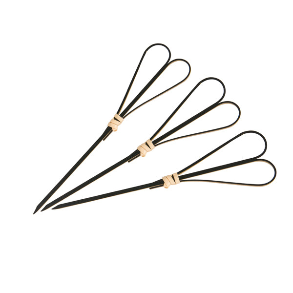 Skewer - Bamboo, Heart, Black, 120mm from TheFlyingFork. Sold in boxes of 10 Packs. Hospitality quality at wholesale price with The Flying Fork!