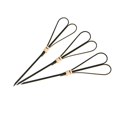 Skewer - Bamboo, Heart, Black, 120mm from TheFlyingFork. Sold in boxes of 10 Packs. Hospitality quality at wholesale price with The Flying Fork!