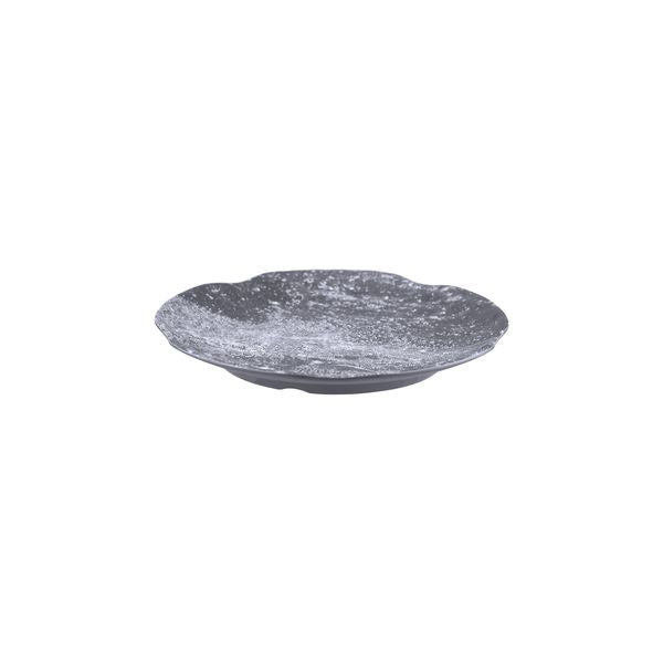 Small Round Weathered Pewter Platter, 255mm from Cheforward. Sold in boxes of 12. Hospitality quality at wholesale price with The Flying Fork!