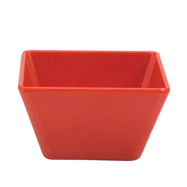 Square Bowl - Red, 100 x 100 x 60mm from Ryner Melamine. Sold in boxes of 6. Hospitality quality at wholesale price with The Flying Fork!