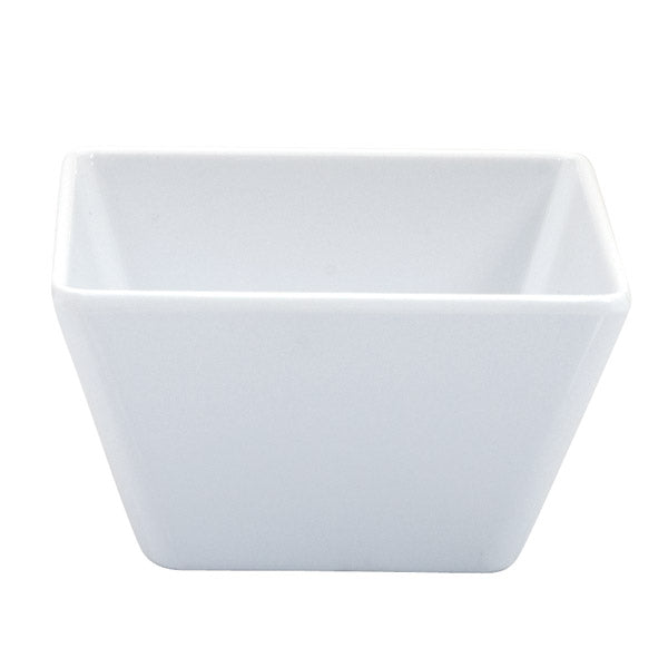 Square Bowl - White, 130 x 130 x 70mm from Ryner Melamine. Sold in boxes of 6. Hospitality quality at wholesale price with The Flying Fork!