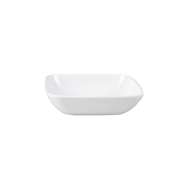 Square Sauce Dish - White, 100 x 100mm from Ryner Melamine. Sold in boxes of 12. Hospitality quality at wholesale price with The Flying Fork!