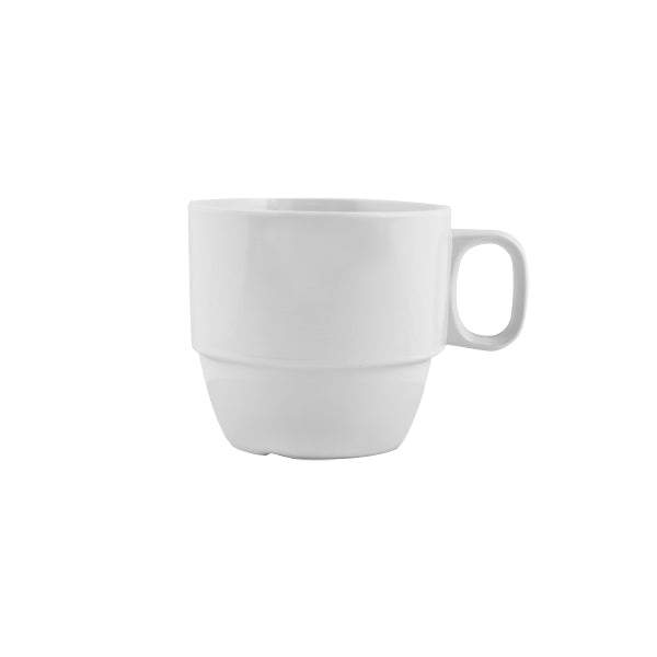 Stackable Cup - White, 250ml from Ryner Melamine. Sold in boxes of 12. Hospitality quality at wholesale price with The Flying Fork!