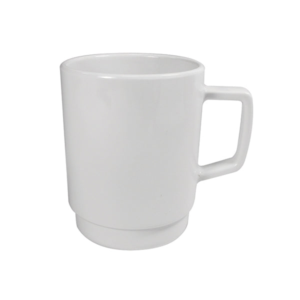 Stackable Mug - White, 320ml from Ryner Melamine. Sold in boxes of 12. Hospitality quality at wholesale price with The Flying Fork!