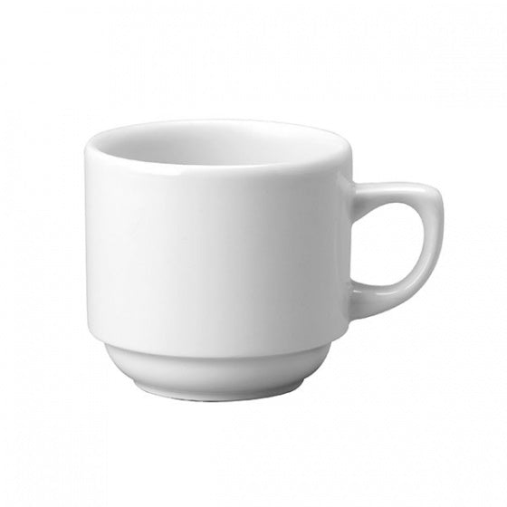 Stackable Tea Cup - 196ml from Churchill. made out of Porcelain and sold in boxes of 24. Hospitality quality at wholesale price with The Flying Fork!