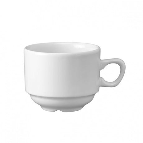 Stackable Tea Cup - 210ml from Churchill. made out of Porcelain and sold in boxes of 24. Hospitality quality at wholesale price with The Flying Fork!