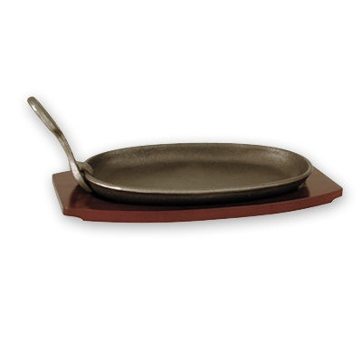 Steak Sizzler - Cast Iron, W-Wood Base, 240 x 140mm from Chalet. Sold in boxes of 1. Hospitality quality at wholesale price with The Flying Fork!