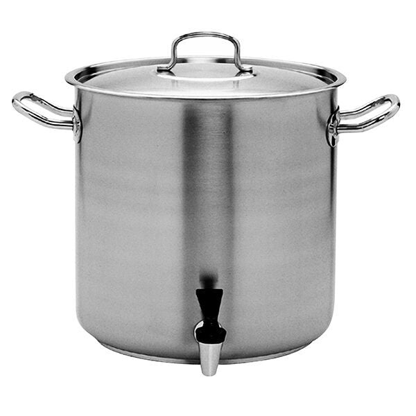 Stockpot - 18-10, W-Cover & Tap, 400 x 400mm-50.0Lt from Pujadas. Sold in boxes of 1. Hospitality quality at wholesale price with The Flying Fork!