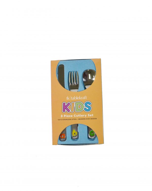Cutlery Set - 3 Pce, Abc Design, Kids from tablekraft. made out of Stainless Steel and sold in boxes of 1. Hospitality quality at wholesale price with The Flying Fork!