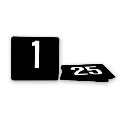 Table Number - Set 1 - 100, White on Black from TheFlyingFork. Sold in boxes of 1. Hospitality quality at wholesale price with The Flying Fork!