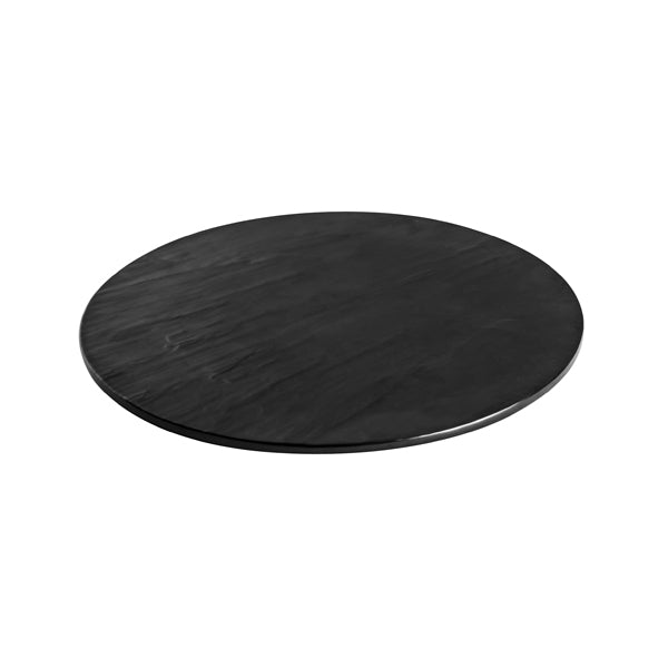 Taroko Round Platter - Black, 330mm from Ryner Melamine. Sold in boxes of 3. Hospitality quality at wholesale price with The Flying Fork!