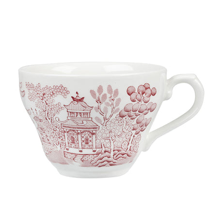Tea-Coffee Cup - 198ml, Willow Cranberry from Churchill. made out of Porcelain and sold in boxes of 12. Hospitality quality at wholesale price with The Flying Fork!