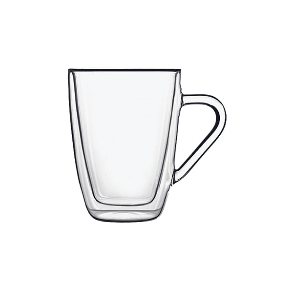 Thermic Mug with Handle - 320ml, Double Wall from Luigi Bormioli. made out of Glass and sold in boxes of 2. Hospitality quality at wholesale price with The Flying Fork!