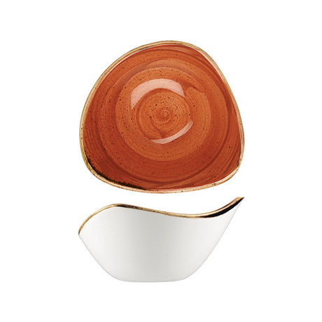 Triangular Bowl - 153mm, Spiced Orange, Stonecast from Churchill. made out of Porcelain and sold in boxes of 6. Hospitality quality at wholesale price with The Flying Fork!
