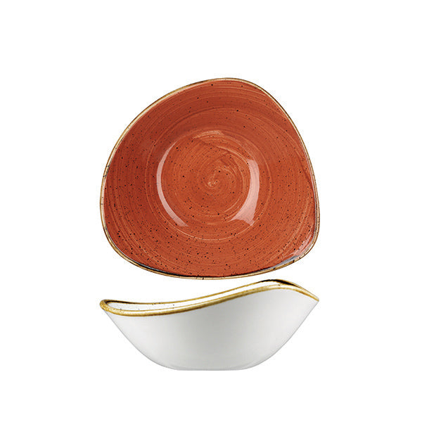 Triangular Bowl - 370mL, Spiced Orange, Stonecast from Churchill. made out of Porcelain and sold in boxes of 6. Hospitality quality at wholesale price with The Flying Fork!